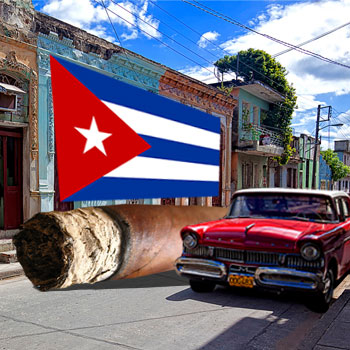 Cuban flag, big cigar